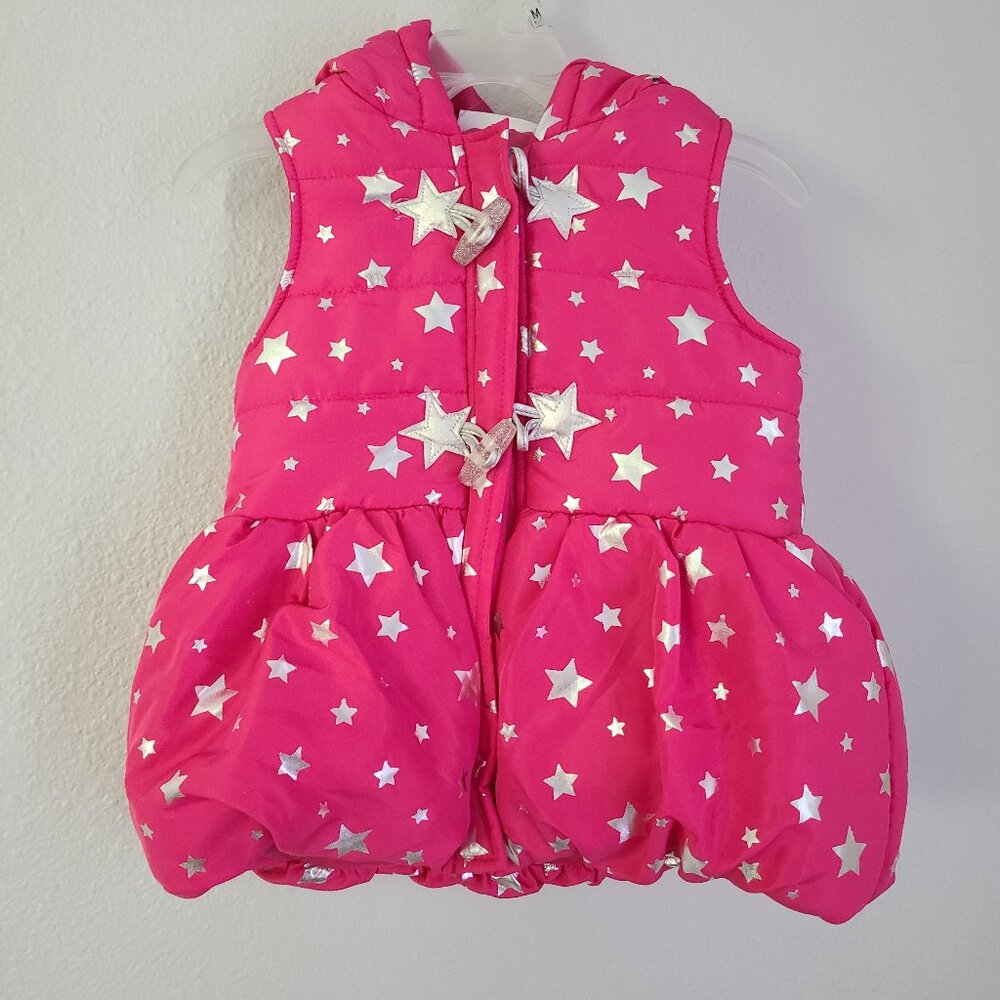 Kids Headquarters Pink Silver Star Puffer Vest Size 4